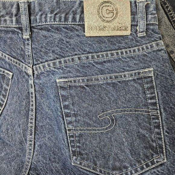 VTG Crest Jeans Junior 15/16 (32x29) Blue Silver Metallic Horse Bootcut Mid-Rise - Picture 12 of 13